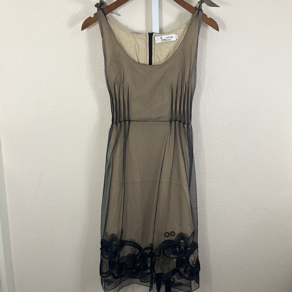 Giardy International Floral Applique Mesh Dress Womens L Y2K Fairycore